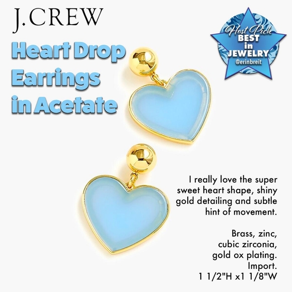 J. Crew Jewelry - J. Crew Heart Drop Earrings in Acetate